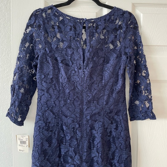 Aidan Mattox Women’s Navy Blue Lace 3/4 Sleeve Cocktail Dress, NWT, size 8 - Picture 6 of 14
